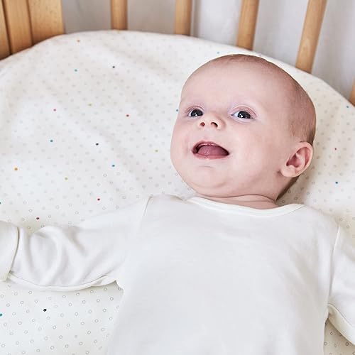 Miniatura 5 de Stokke Sleepi - Sábana bajera ajustable de Pehr, diseño de lunares arcoíris, sábanas suaves para Stokke Sleepi Mini y cunacama, disponible en