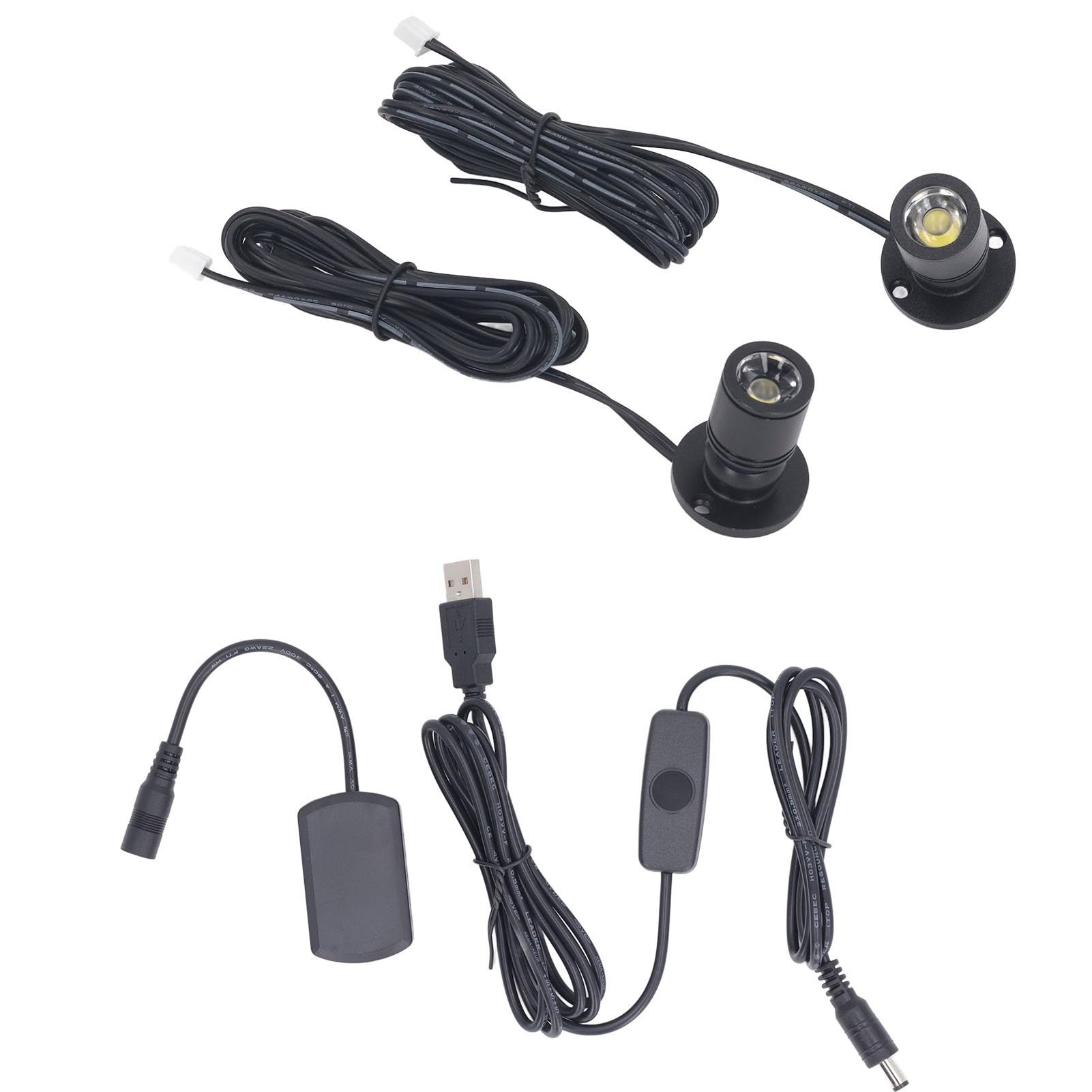 5V Dimmable LED Mini Spot Light with 6.6ft Cable, Jewelry/Indoor Picture/Art/Model Display Lights, USB Powered Spotlight for Jewelry Cabinets, Entryways, Tables Shelves (Warm White 3000K, 2 Pack)