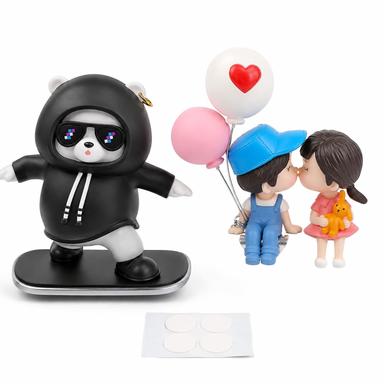 LACHEERY Car Dashboard Decor Combo Set | Sliding Panda Dashboard Toy & Cute Couple Resin Figurines | Dashboard Ornament | Car Interior Accessories | Gift for Car Lovers (2)-image-9