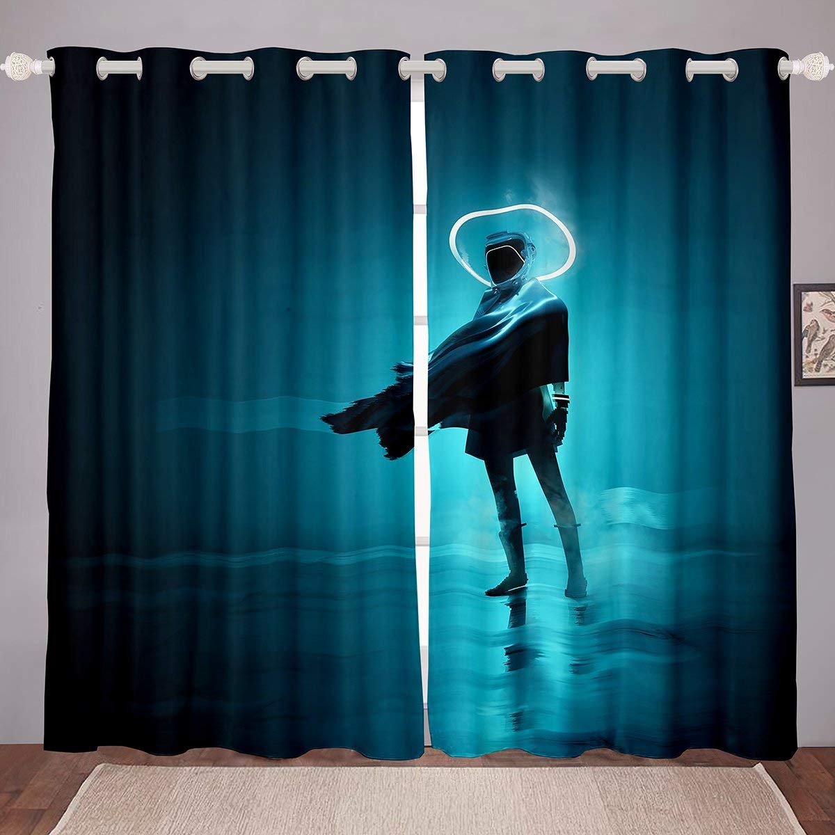 Cortina de Ciencia ficción Estilo de Ciencia ficción, Cortinas geométricas a Rayas para Ventanas, tratamientos Abstractos de Arte para Ventana, Cortina de Ventana de 66 x 90