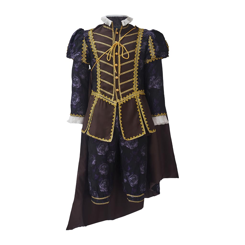 COUCOU AgeVictorian Costume Men Rococo Costume Suit Jacket Vest Prince Cosplay Halloween (L, Purple 2)