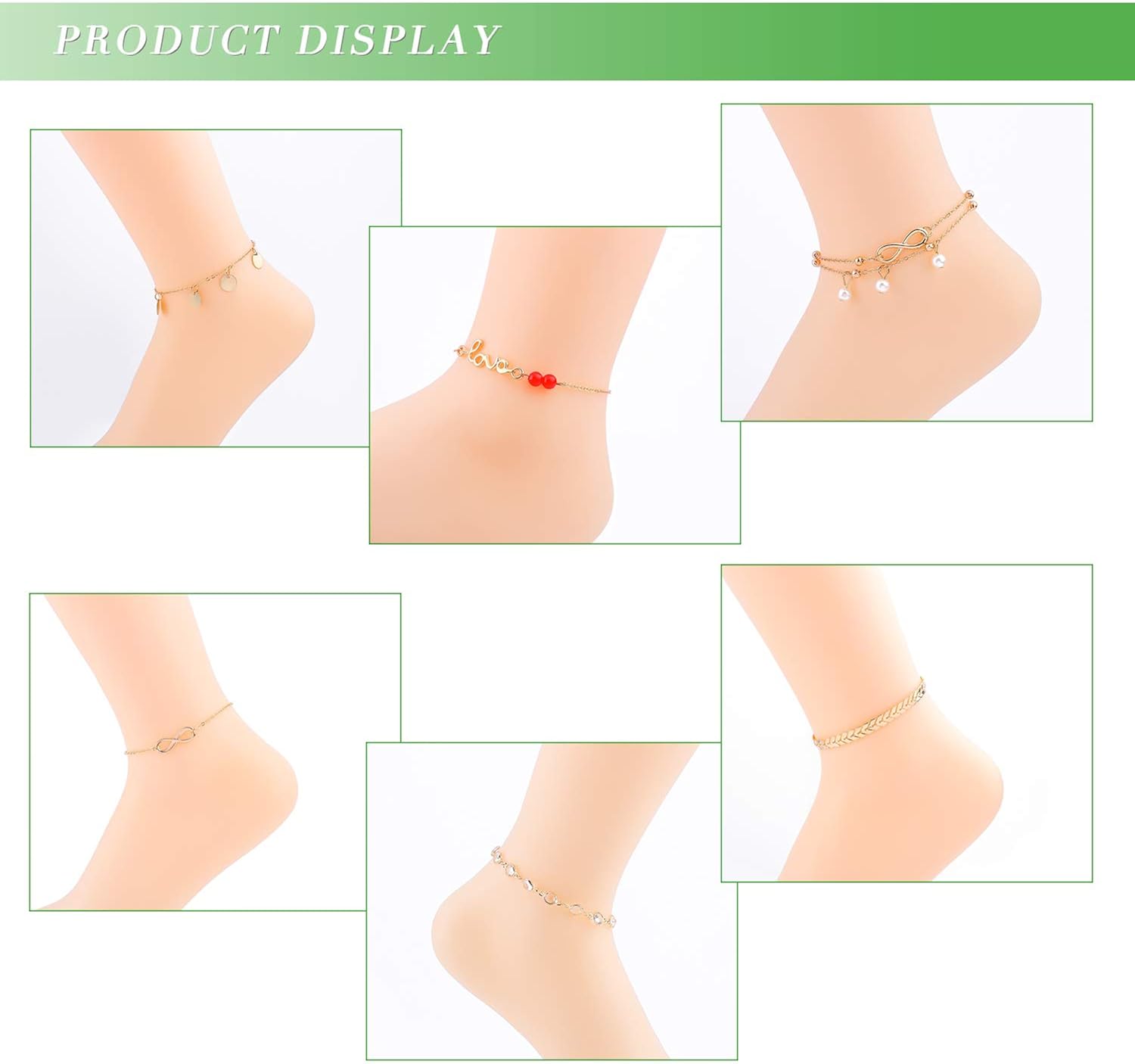 ESRICH 30 Ankle Bracelets for Women Set, Adjustable Size Beach Anklet Set, Imitation Golden Anklet,Jewelry Anklet for Women Beach Jewelry Gifts: Clothing, Shoes & Jewelry