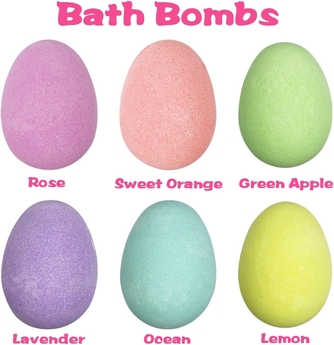Jofan Easter Bubble Bath Bombs with Easter Squishy Toys Inside for Kids