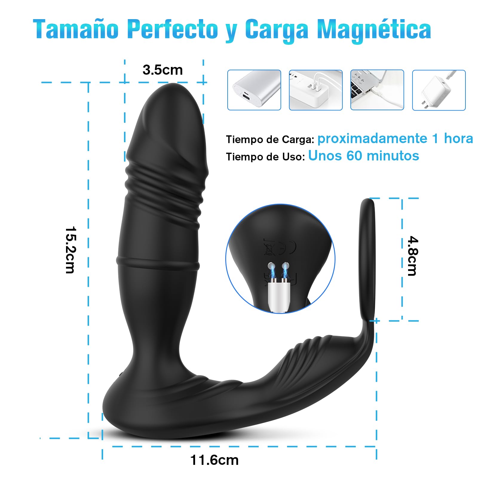 Consoladores Prostata Plug Anal Vibradores Anillo Vibrador Hombre con APP - Dildo Juguetes Sexuales Eróticos para Hombres Gay Pareja, Consolador Sex Toys de Pene Masajeador Estimulador Masturbador