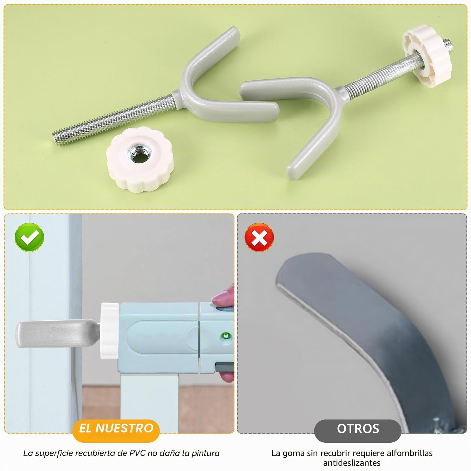 4 Piezas Tornillos de Presión para Puertas de Seguridad, M10 Tornillos en Y para Barreras de Escaleras, Kit de Extensión para Puertas de Bebé y Protección Infantil