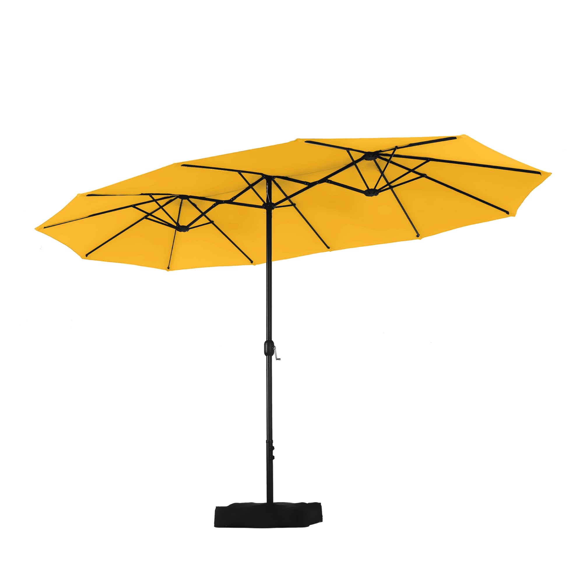 PHI VILLA 2.7x4.5m Garden Parasol Umbrella for Sun Protection with Base Included and Crank Patio Outdoor Waterproof Umbrella,Gold Yellow