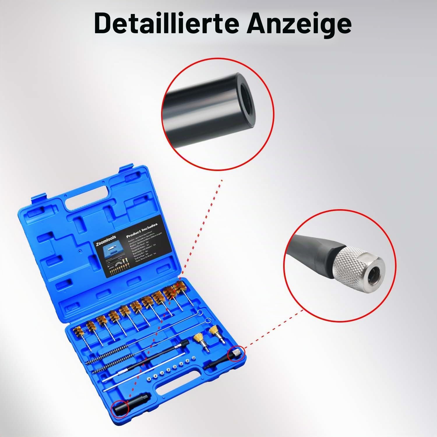 26-teiliges Universal-Injektor-Sitzbürstenreiniger-Reinigungswerkzeug-Set, Einspritzdüsen-Reinigungsset für Dieselmotoren, Bürstenreinigungsset