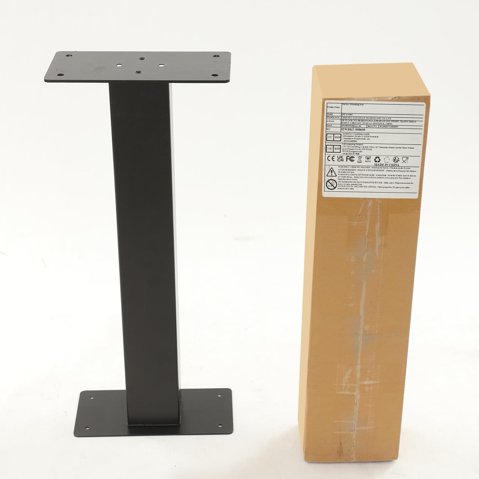 Supporto per cassetta delle lettere, montaggio a pavimento, nero, in acciaio al carbonio, portata 50 kg, resistente alle intemperie, adatto per cassette delle lettere standard DHL, con materiale di