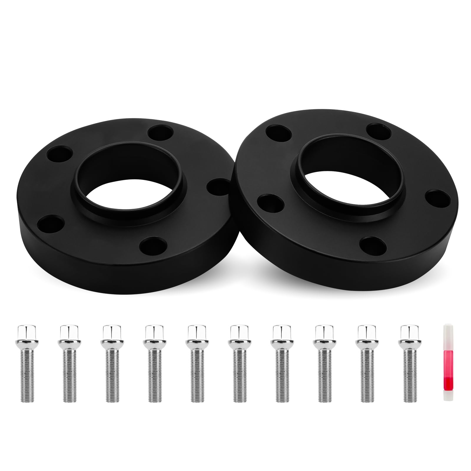 Photo 1 of 2PCs 25mm Wheel Adapters with 66.6mm Bore 5x112mm for Benz GL63 A180 CLK280 S420 S55 C230 C240, 5 Lugs Wheel Spacers with 14x1.5 Studs (40mm Shank Sphere Seat Type) for Audi A4 S4 A5 S5 S6 S7 A8 S8