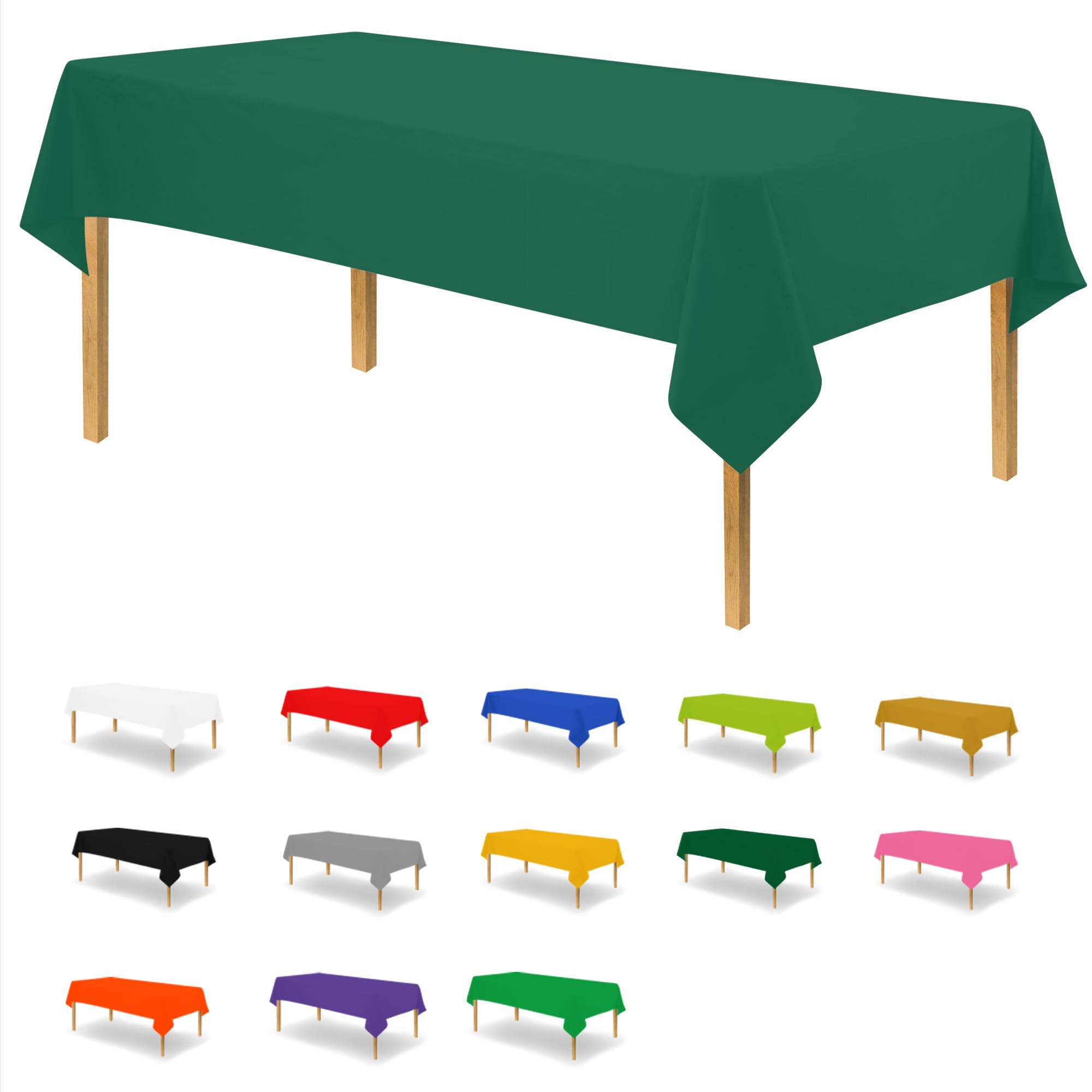 Party Dimensions Green Disposable Plastic Tablecloth for Rectangle Tables (48 Pack) Premium Decorative Table Cloths for Parties, Events & Weddings,