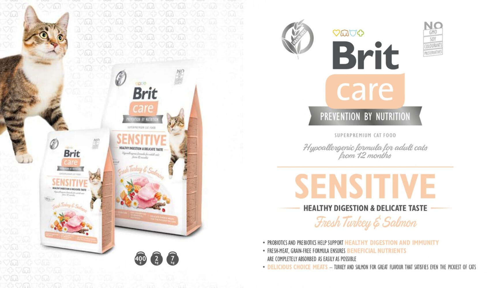 Brit Care Cat SENSITIVE Grain-Free Turkey & Salmon 7kg