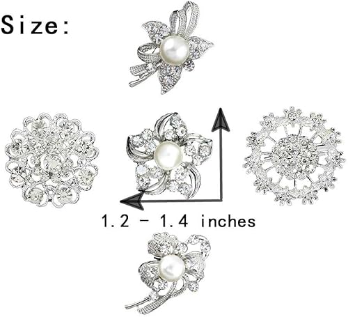 Miniatura 9 de Broche de boda bañado en plata con estrás, 12 piezas.