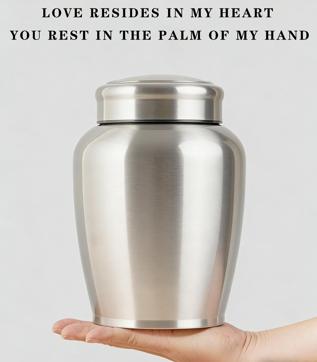 Large Stainless Steel Silver Urn for Ashes Adult Male & Female Cremation Urn for Women Decorative Urn for Human Ashes