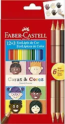 ECOLAPIS 12+3 CARAS & CORES, Faber-Castell, 120112CC, Tons de pele
