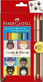 ECOLAPIS 12+3 CARAS & CORES, Faber-Castell, 120112CC, Tons de pele