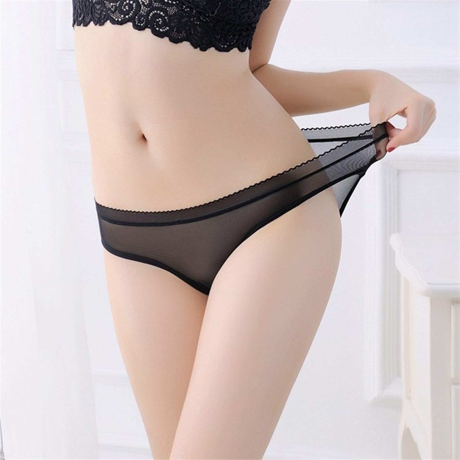 Bwer Mutandine Trasparenti In Pizzo Perizoma Ricamato Per Donna Intimo Sexy Lingerie Erotica Slip Con Apertura Sul Cavallo Per Sex-Style 2- Bianco - Foto 6