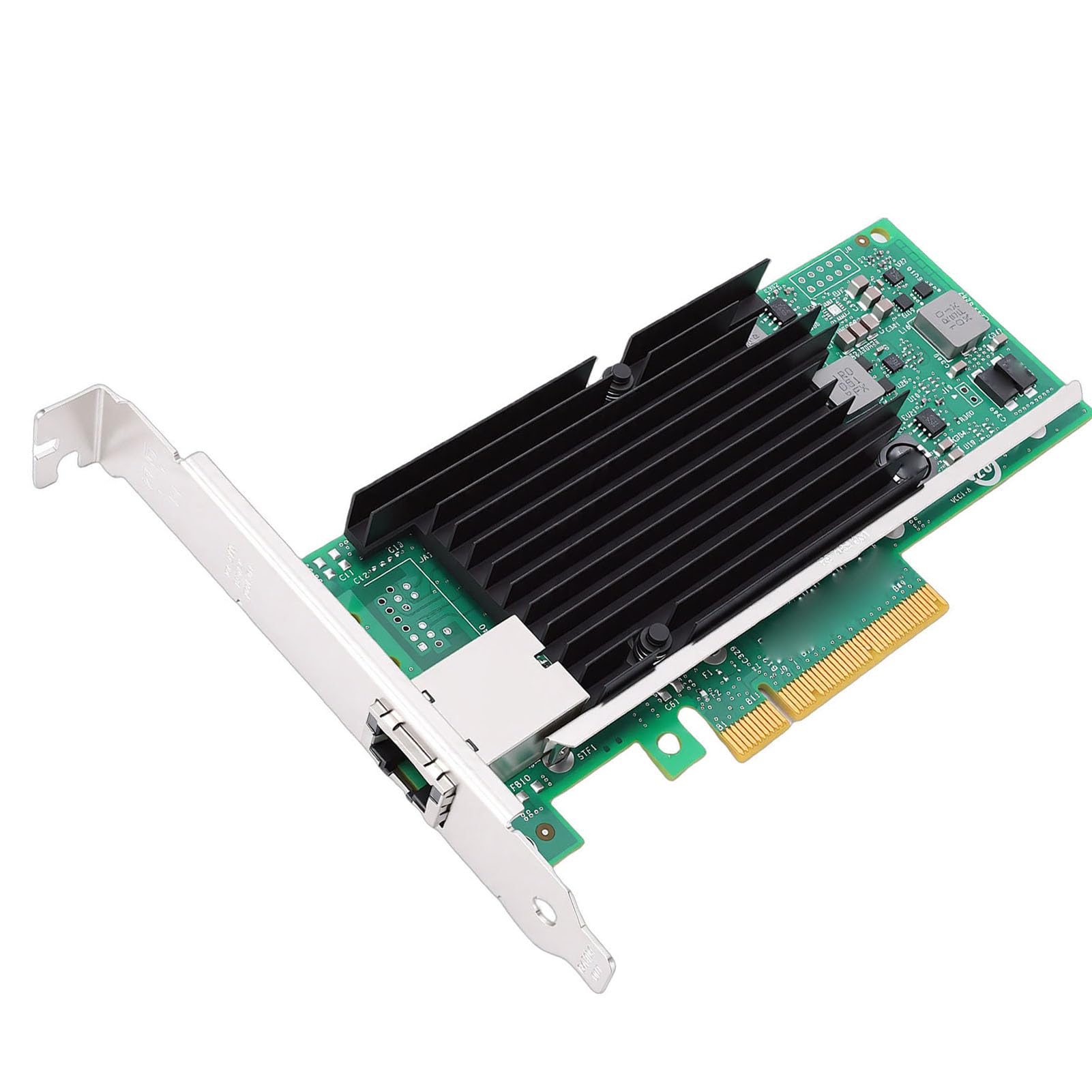 Fockety Scheda di Rete da 10 Gb, Controller X540-T1 Tecnologia Intelligent Offload Adattatore Ethernet PCIe 2.0 X8, Porta RJ45 100 MbE 1 GbE 10 GbE con Design di Dissipazione del Calore per i Dati