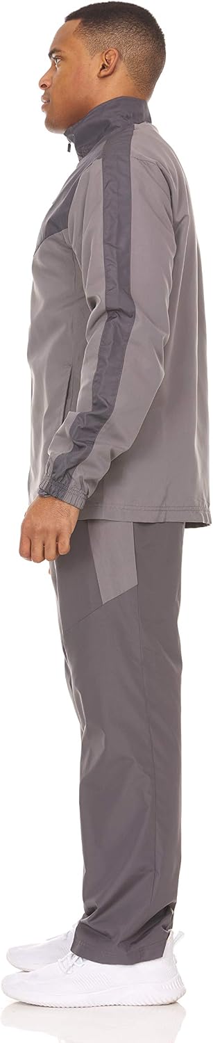 Spalding Mens Performance Woven Tracksuit Set - 2 Piece Set with Full Zip Jacket and Pants, Gravel/Concrete