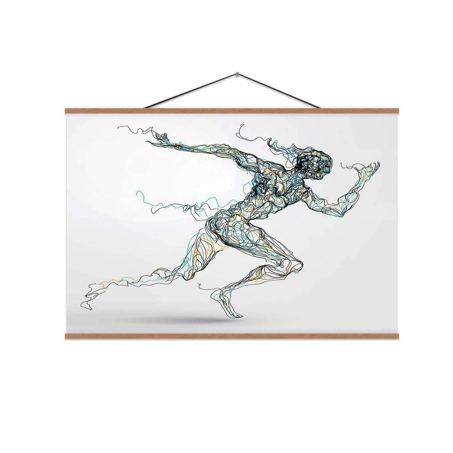 Amazon Com Tinyida Running Man Wall Art Poster Colored Lines Drawing For Decoration 16x12in Posters Prints