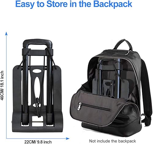 Miniatura 5 de Camión de mano plegable carrito de mano de 2 ruedas de 110 libras carrito utilitario resistente ligero plegable portátil plegable para equipaje