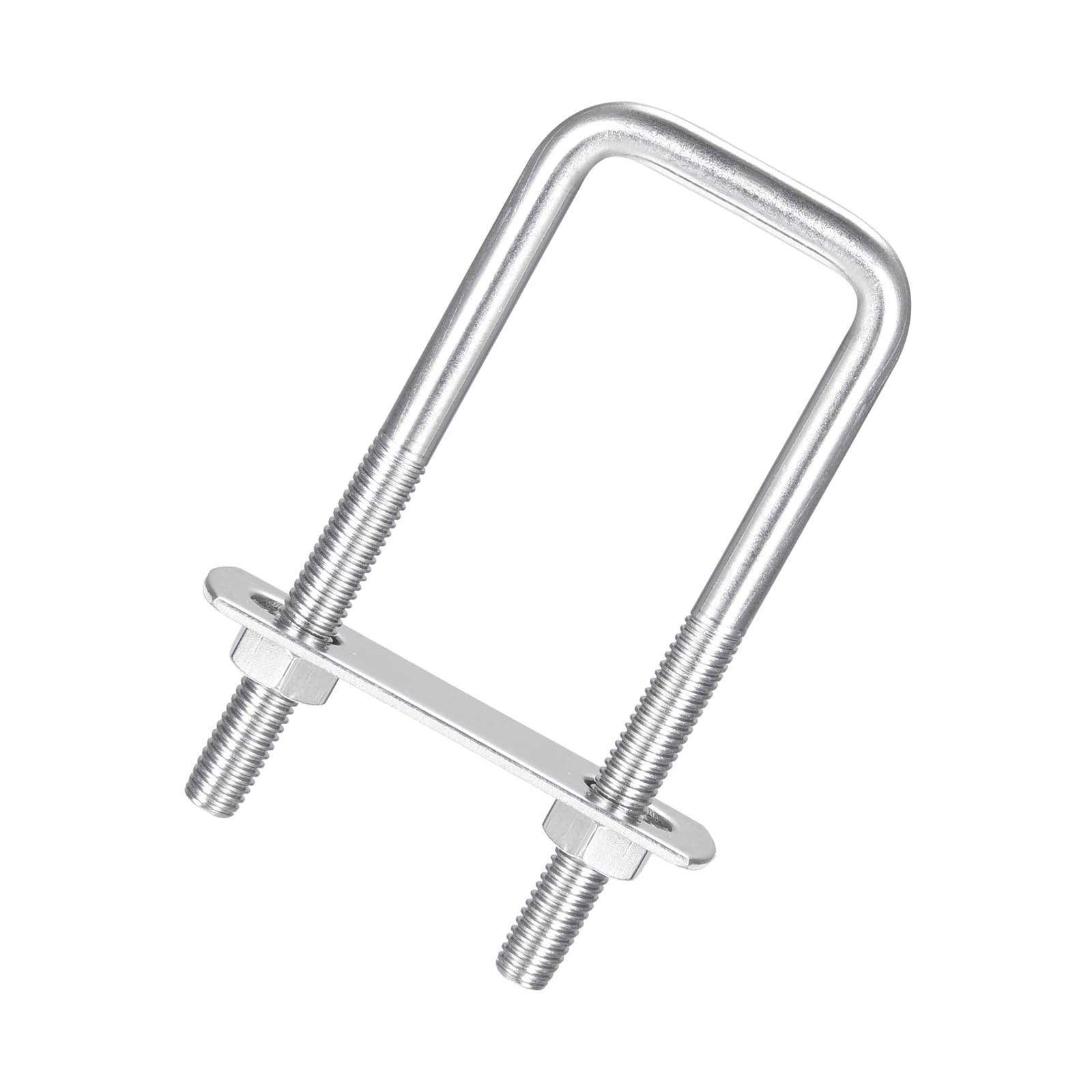 Unifizz Square U-Bolt,2 Set 304 Stainless Steel M8 U Bolts 35mm(1.42") Inner Width 100mm Length with Nuts and Frame Plate for Automobiles Boat Trailer