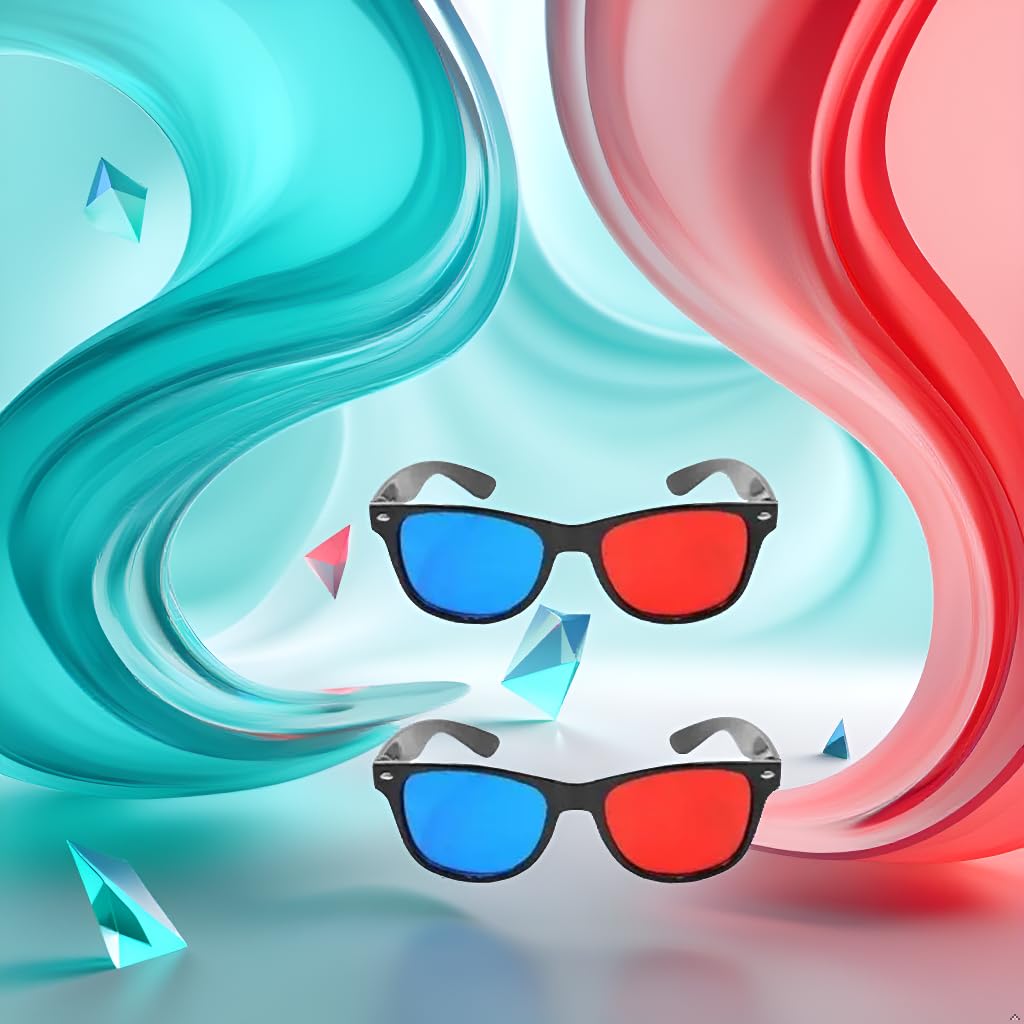 2 occhiali 3D universali rossi e blu per TV cinematografici, 3D, occhiali 3D, per videogiochi, per film 3D, occhiali 3D, design semplice e leggero, accessori per occhiali 3D