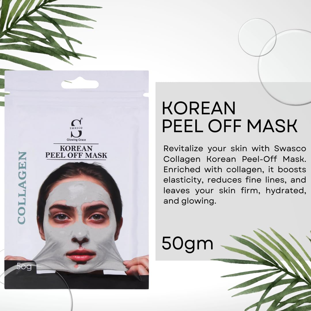 Swasco Korean Peel-Off Mask 50gm – Achieve Korean Glass Skin, Deep Cleansing & Glowing Radiance Instantly (Collagen) 1