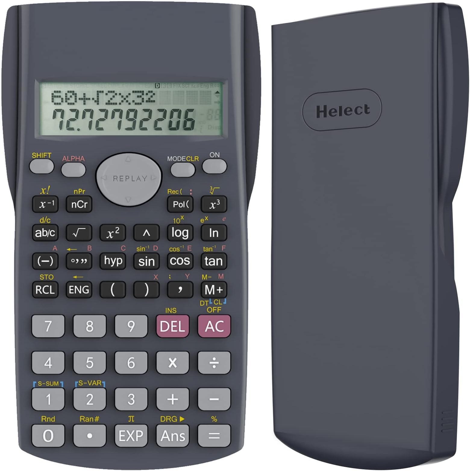 Helect 2-Line Engineering Scientific Calculator, Suitable for School and Business, Black