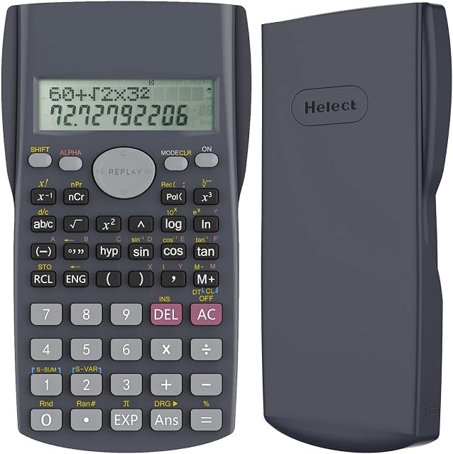 Helect 2-Line Calculatrice scientifique d'ingénierie, adapté à l'école et aux affaires (noir)