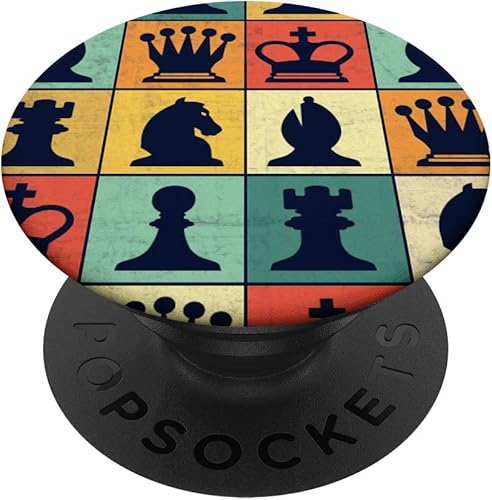 Piezas de ajedrez retro vintage para amantes del ajedrez PopSockets intercambiables PopGrip