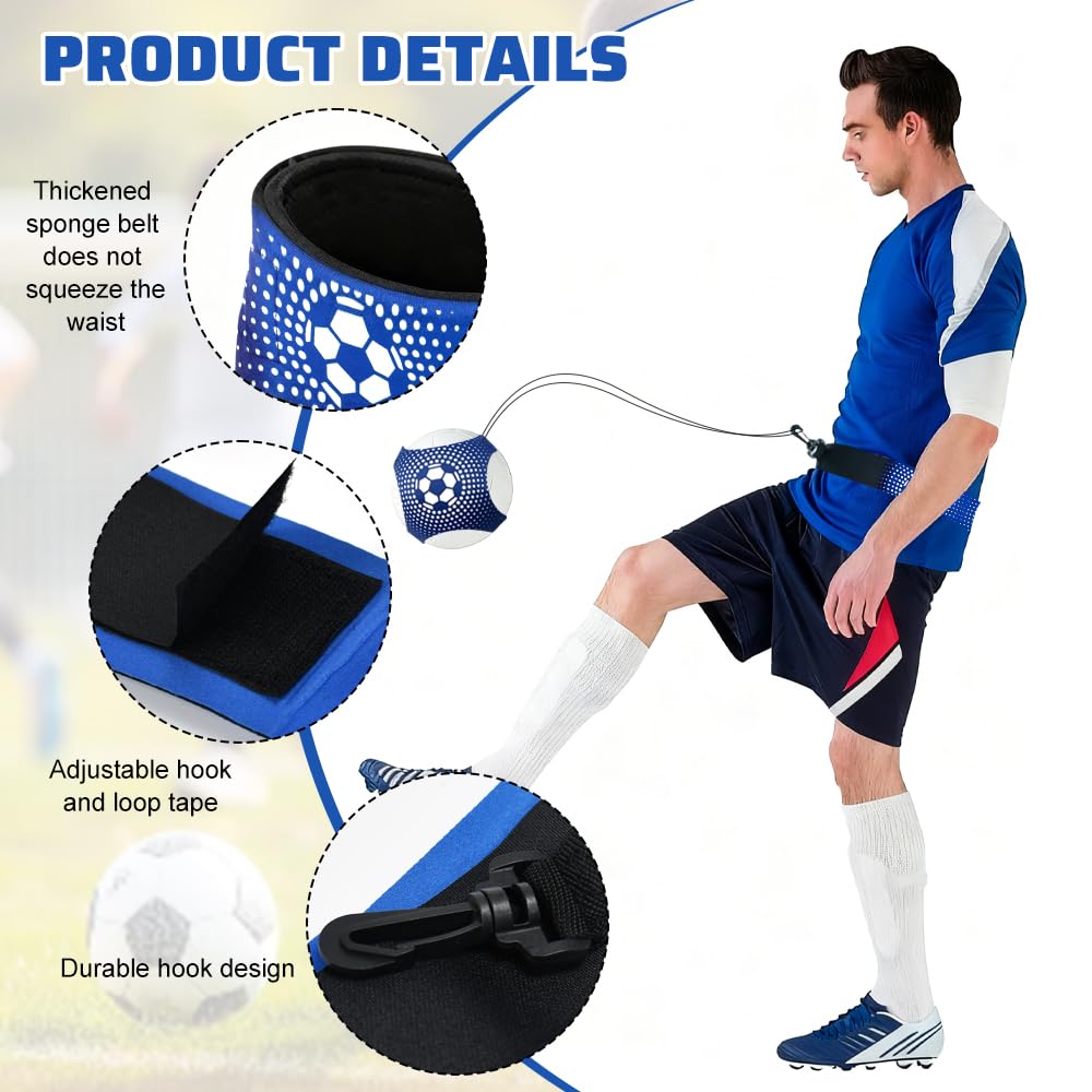 Cintura da Allenamento da Calcio con 10 Pz Coni da Allenamento,Set di Attrezzatura da Allenamenti da Calcio con Tasca a Rete per Bambini e Adulti, Pratica Efficace di Tiro e Passaggio