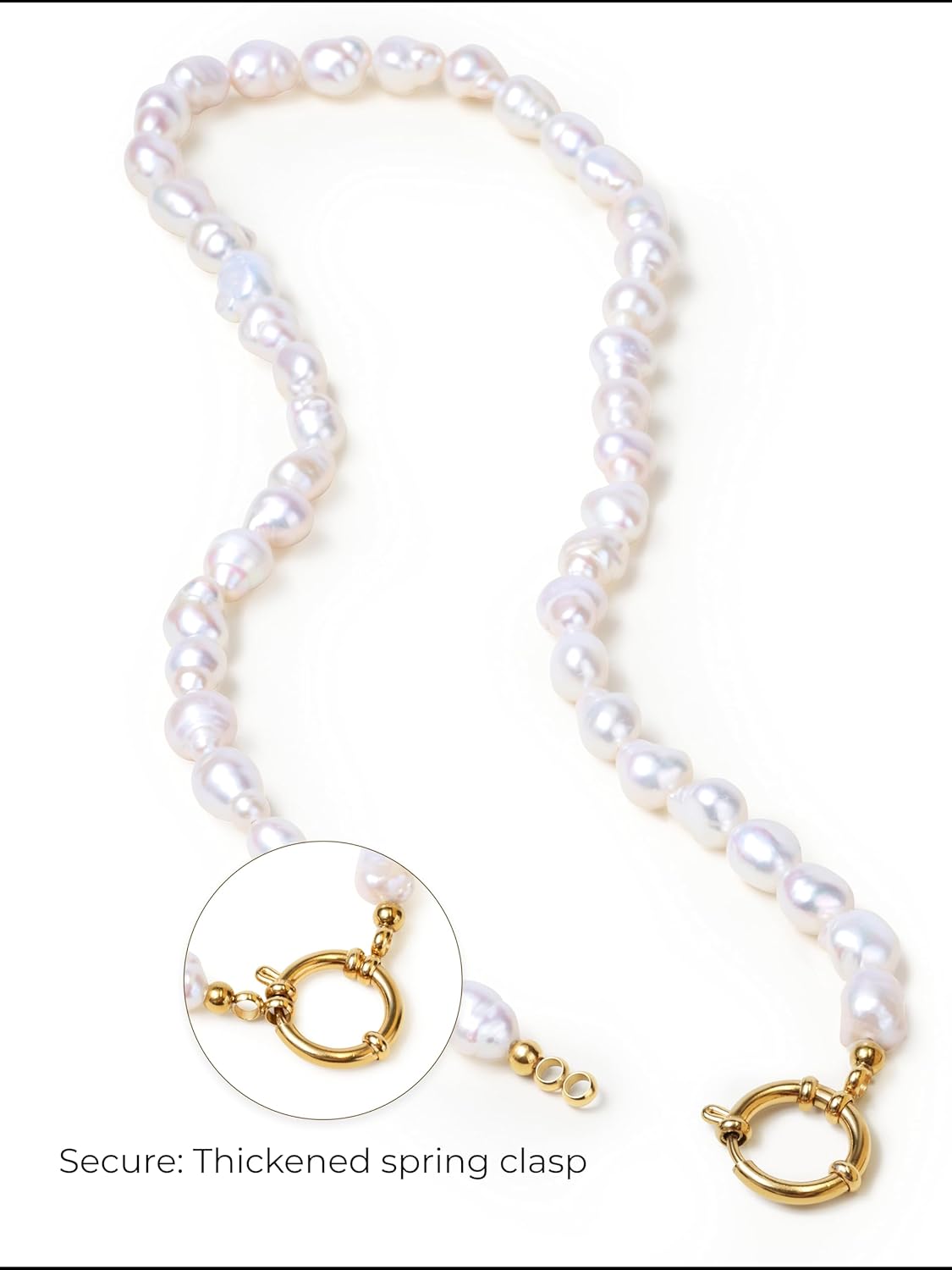 Gold Baroque Pearl Necklace with Toggle Clasp, 8-12mm AAA Freshwater Pearls, 18K Gold PVD-Coated Chain, Versatile Everyday Jewelry - Image 5