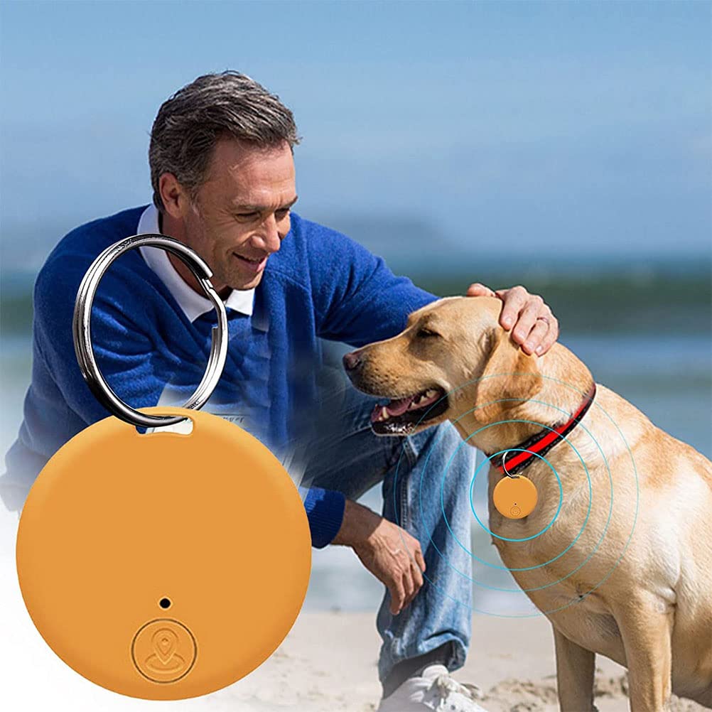 Rastreo GPS portátil Bluetooth 5.0 Rastreo de llave móvil con anillo de tracción, dispositivo inteligente antipérdida Localizador de mascotas para mascotas Gatos Perros Llave de billetera,Naranja