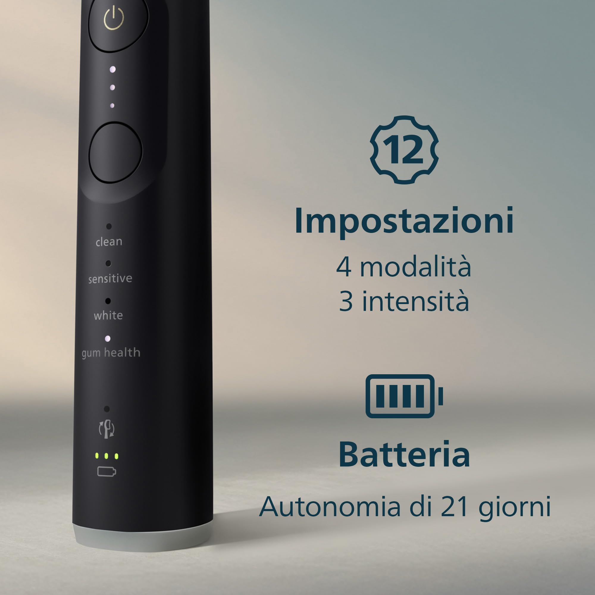 Philips Sonicare 7100 spazzolino elettrico sonico con app, 4 modalità di spazzolamento e 3 livelli di intensità, avviso di pressione, EasyStart, SmarTimer, Nero, modello HX7421/08 [Nuova tecnologia]