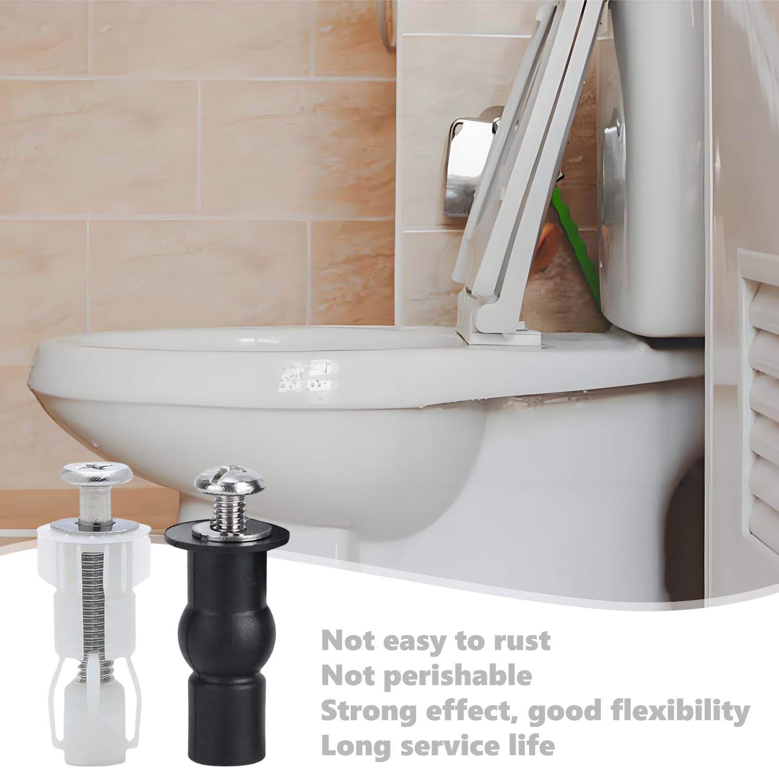 Tornillos Tapa WC, Anclaje Tapa WC, Pernos de Fijación de Asiento de Inodoro 8 Piezas