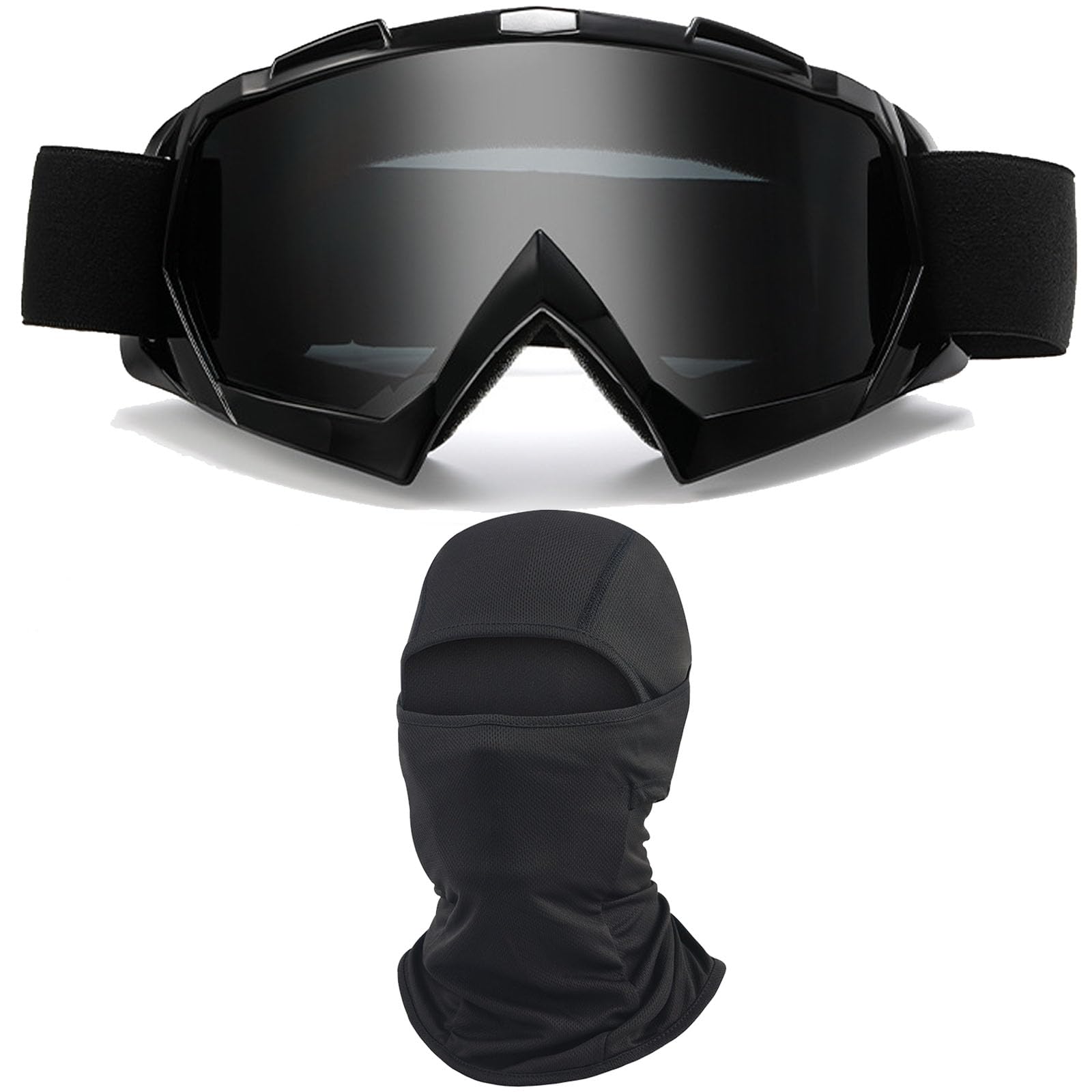 Dirt Bike Motorcycle Goggles with Balaclava Face Cover, Motocross Riding Offroad Glasses for Men Women with Face Mask