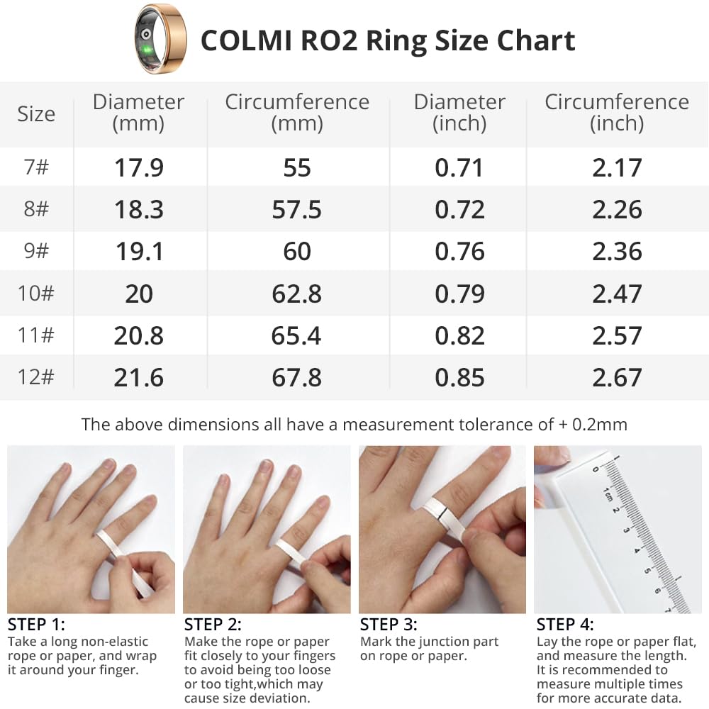 COLMI R02 Bague intelligente pour femme, fréquence cardiaque, suivi du