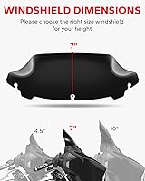 Vista 4 de Amazicha - Parabrisas ondulado negro de 7 pulgadas compatible con Harley Davidson Touring Street Glide/Electra Glide/Ultra Limited/Tri Glide FLHT