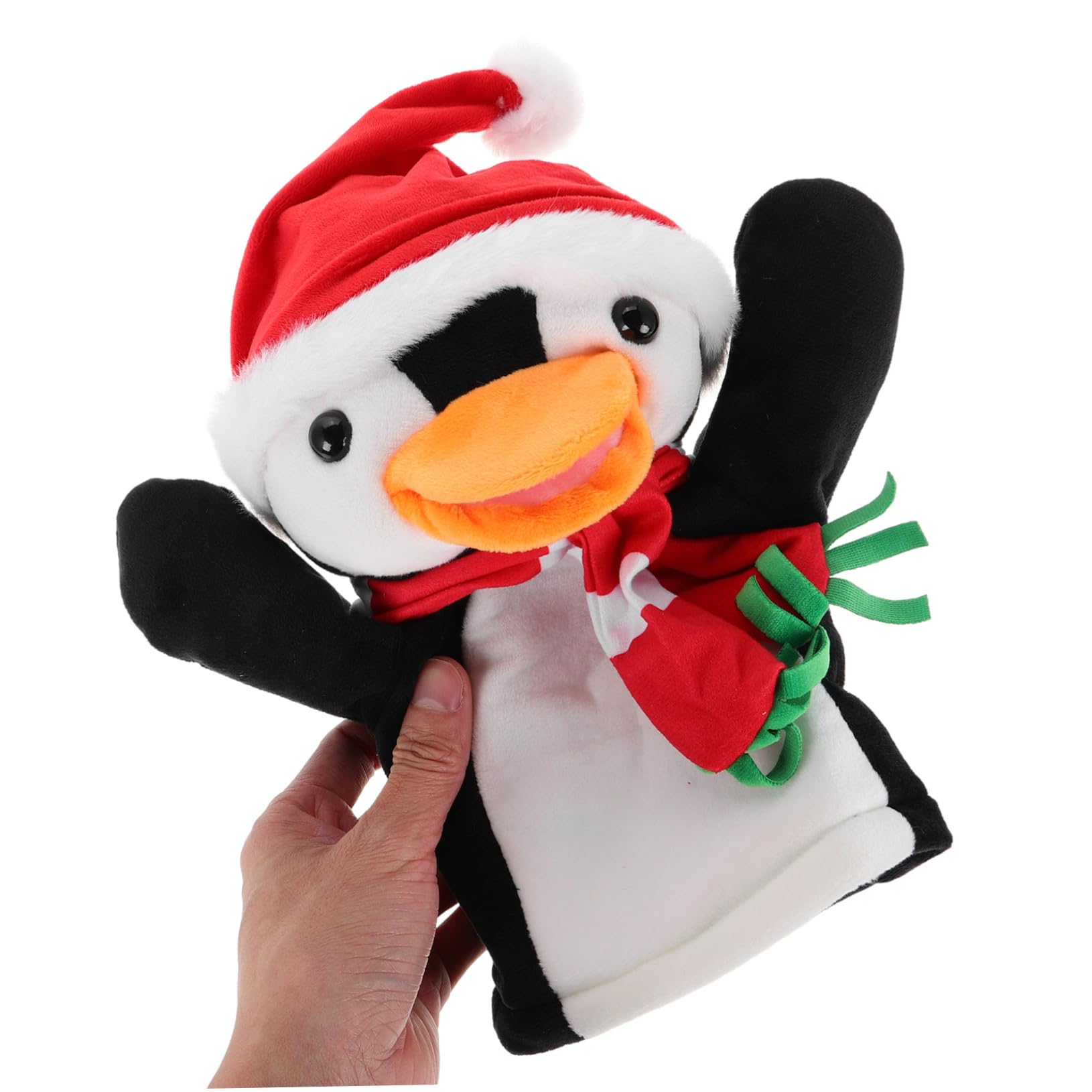 FRCOLOR 4 Pièces Marionnette Main Pingouin de Noël Peluche Douce Marionnettes Doigt Mignonnes pour Garçon Fille Jeu Interactif Créatif et Décoration Festive