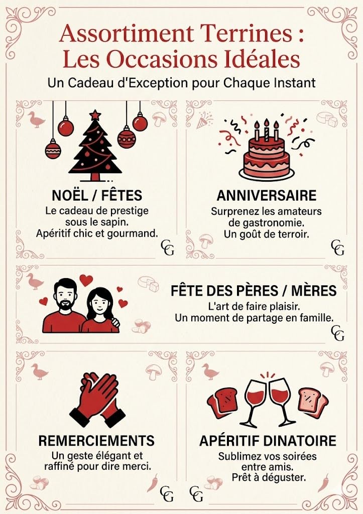 COLIS GOURMANDS – Coffret Cadeau Idee Originales Terrines Artisanales – Magret Fumé, Piment d'Espelette, Foie de Canard Truffe Blanche, Brie de Meaux Truffe – Idéal Noël, Anniversaire, Fête des Pères