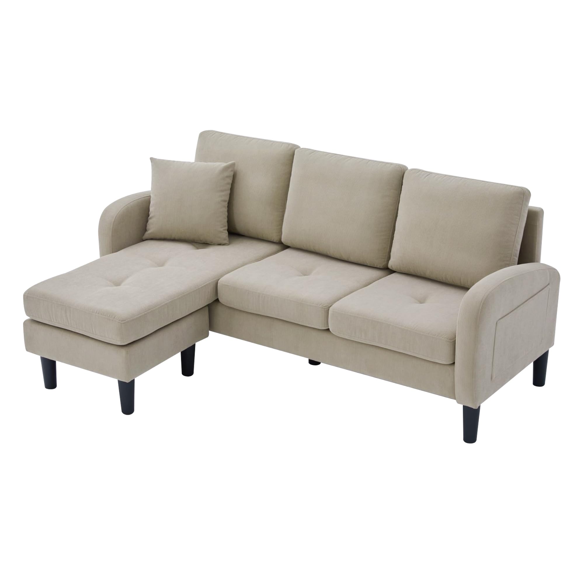 Lexiou 166 x 118 x 77 cm, sofá esquinero en forma de L con chaise longue, sofá de 3 plazas, tejido de cuerda, patas de plástico, diseño modular, ideal para salón, apartamentos y oficinas
