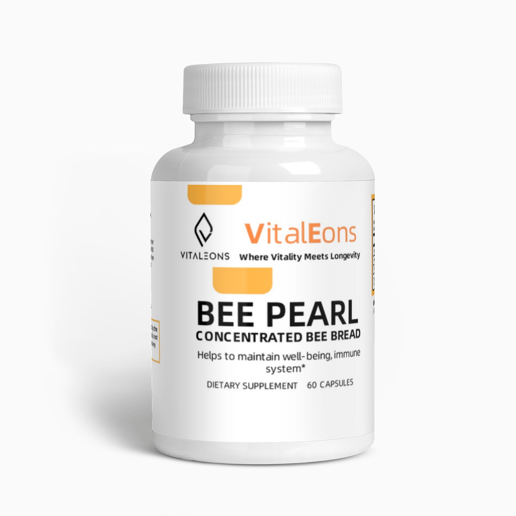 Bee Pollen Supplment - Bee Pollen, Propolis, and Royal Jelly - Vitaleons Bee Pearl - Each Pearl has Vitamins, microelements, polyphenols and antioxidants (Vegetarian, 60 Capsules)