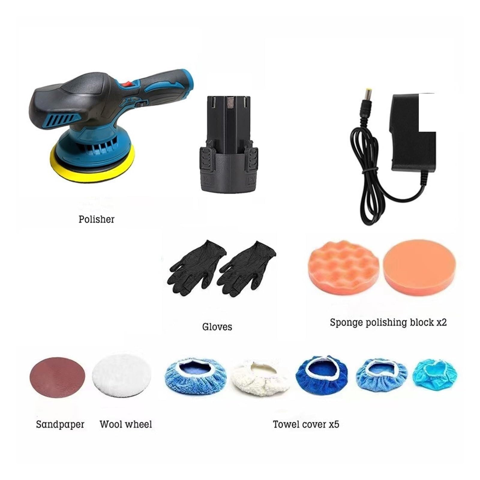 Pulidora, Pulidora De Coche Inalámbrica, Batería 12V, Kit Pulido Y Encerado Eléctrico Ajustable 6 Velocidades, Herramienta Belleza,para el detallado y pulido de coches