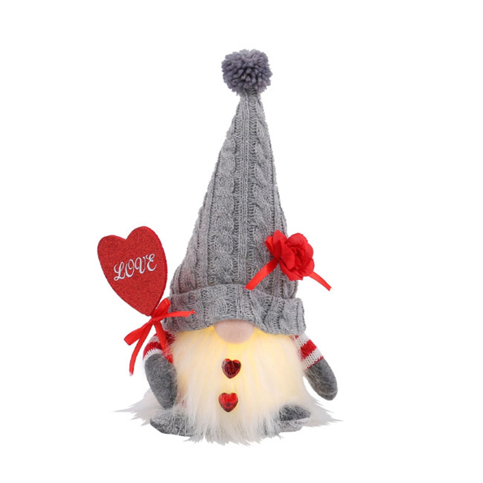 Buxuaaaa Illuminated Plush Doll Decorations Valentine ' s Day Gnomes Tabletop Glowing Gnomes Valentine ' s Day Ornament Materials
