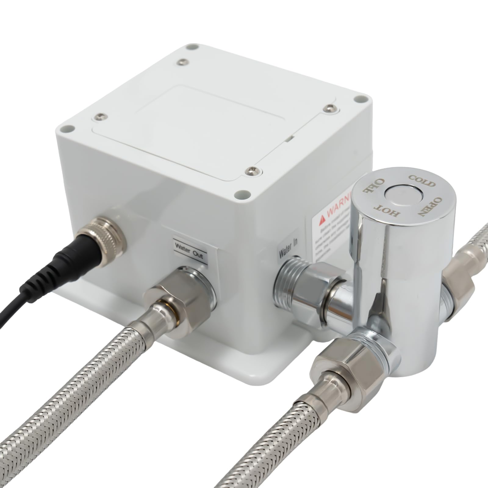 Hoch Infrarot Sensor Wasserfall Wasserhahn Armatur aus Messing, Automatische Waschbeckenarmatur mit Einstellbares Temperaturventil, Berührungslose Mischbatterie Waschtischarmatur (Silber)