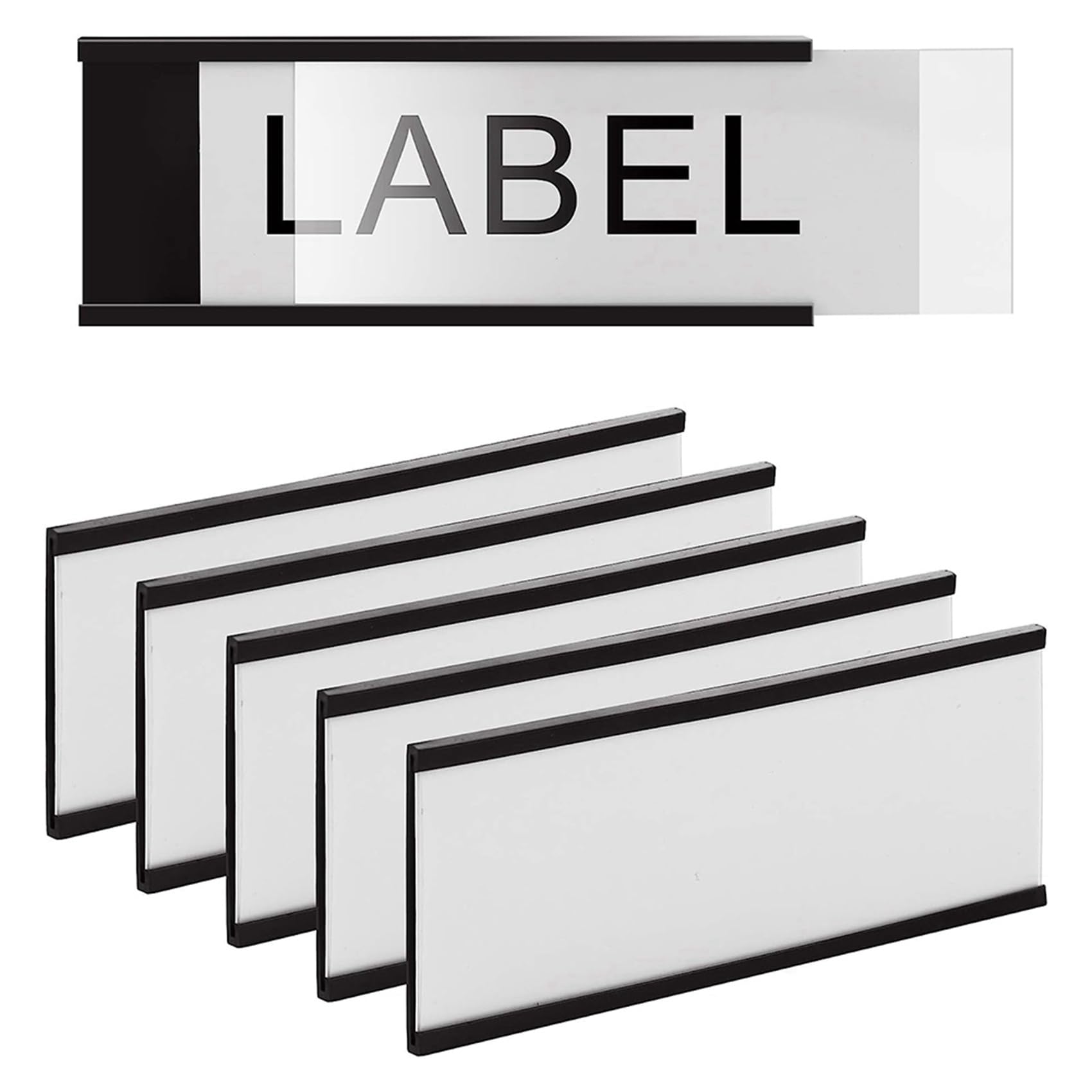 Lot de 80 porte-étiquettes magnétiques de 10,2 x 4,9 cm en papier blanc canal C, film de protection, aimant puissant, amovible, sans désordre