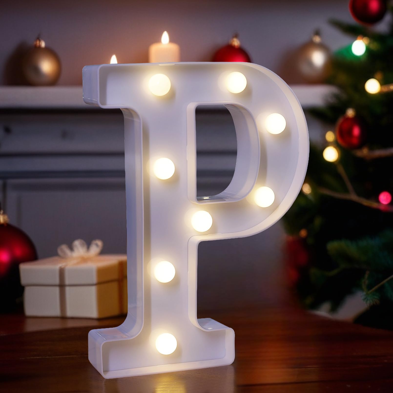 LED Light Up Marquee Letters, Battery Powered Decorative LED Letter Lights, Alphabet Light Up Letters for Wedding Birthday Party,Holiday Lamp or Home Bar Decoration (Letter P)