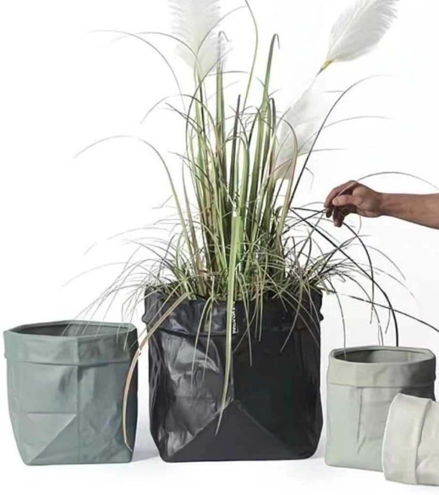 Giawkca排水穴付きの北欧風紙袋型植木鉢。スタイリッシュでミニマリストなデザイン。観葉植物に最適。芸術的で通気性に優れ、屋内、屋