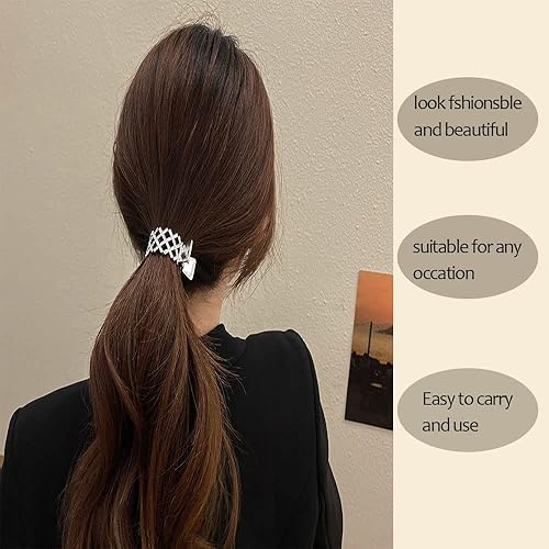 Miniatura 3 de 2 pinzas de pelo con diamantes de imitación para niña, clip de cola de caballo alto, horquilla fija, clip de pinza de sentido avanzado, accesorios