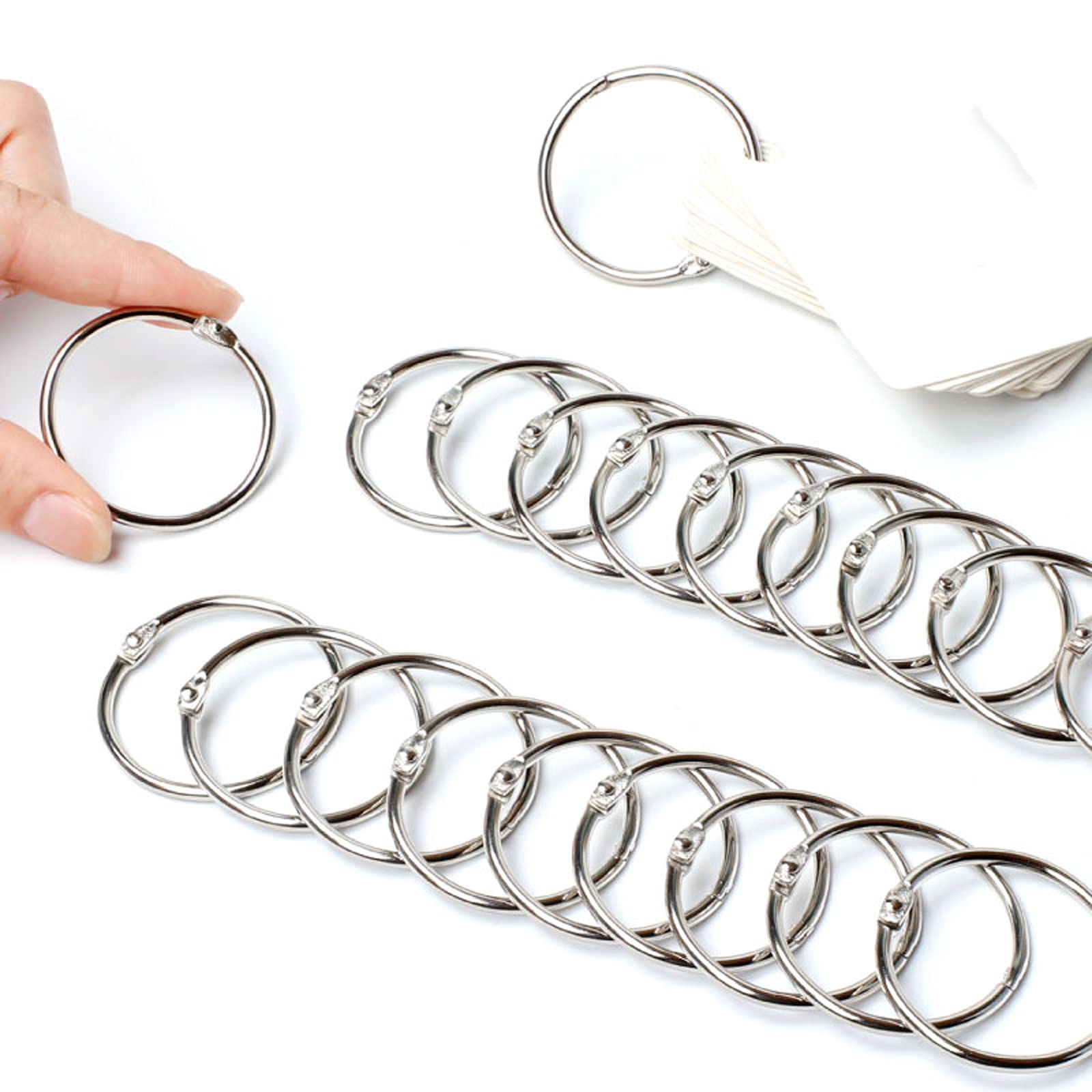 Anelli per tendaggi 20 pezzi Anello per tenda da doccia grande Drappo in metallo Anelli con occhielli scorrevoli Anello per tendaggi apribile Adatto per asta per tende (Argento)